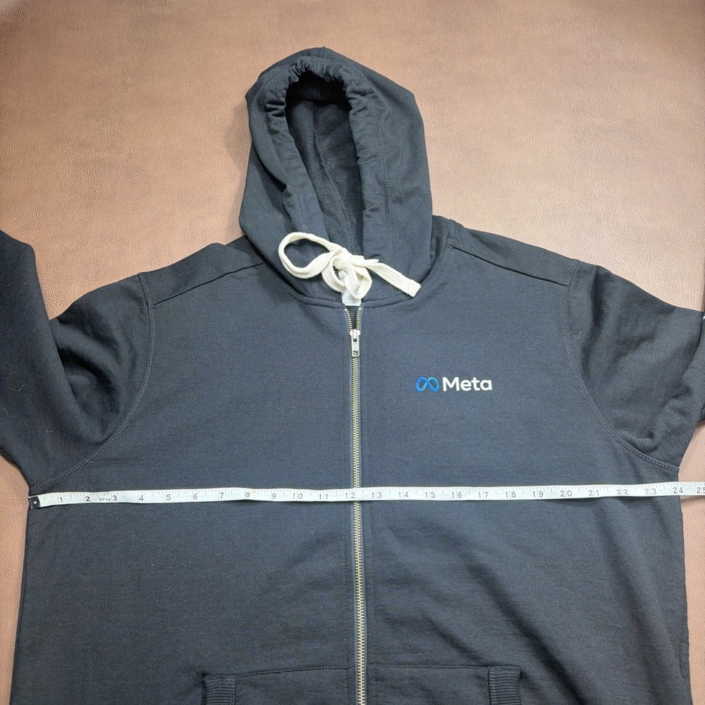 Meta Facebook Hoodie Sweatshirt Mens Large Black Full Zip Tech Modern Rare!! - Picture 5 of 6